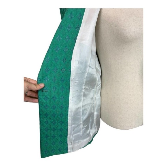 Zara Basic Emerald Jacquard Geometric Print Single Breasted Blazer - Picture 5 of 13